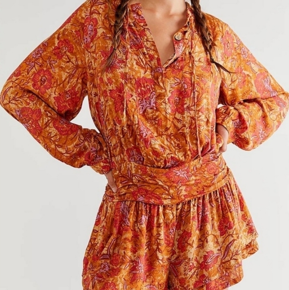 Free People Dance 'Til Dawn‎ Flowy Open Back Shorts Romper